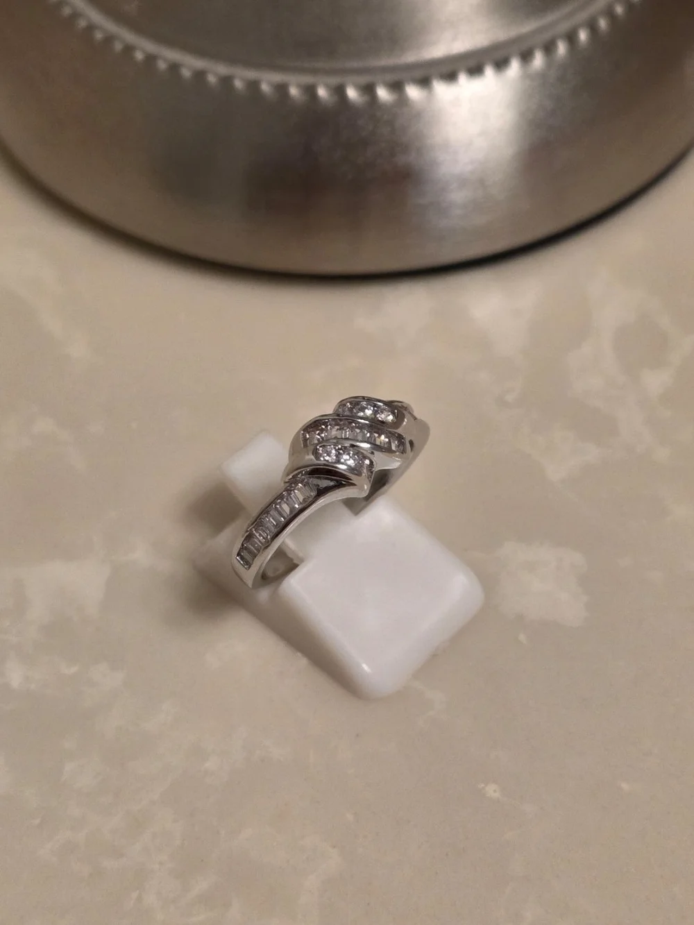 Silver Cubic Zirconia Twist Ring - Sizes 8 and 9